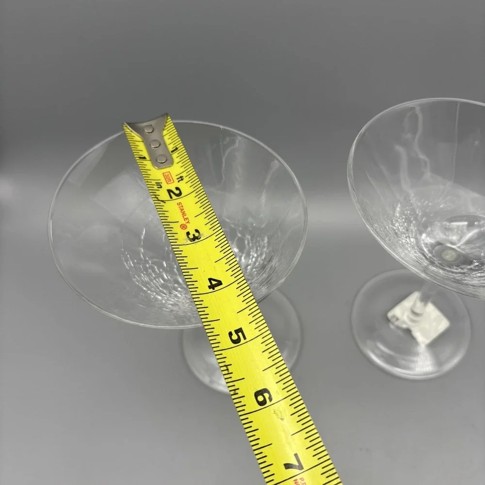 PIER 1 Angled Rim Crackle Martini Glasses 7.25